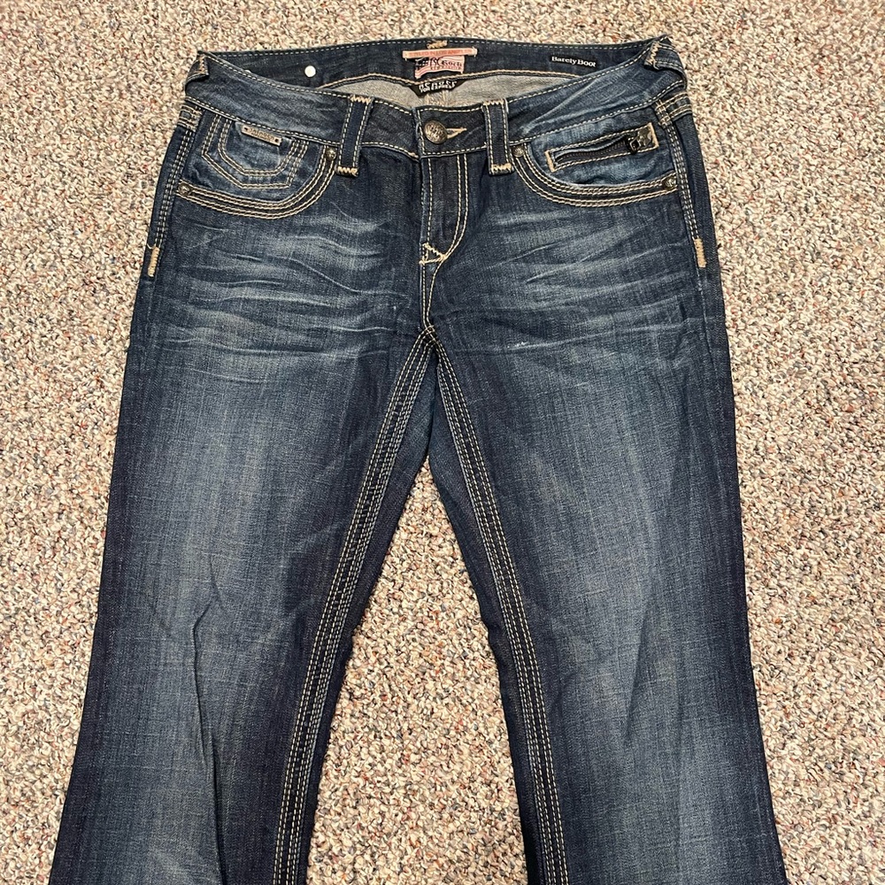 Express jeans, dark wash, low rise